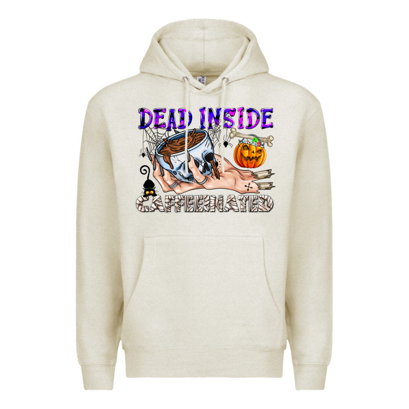 Dead Inside Caffeinated Premium Hoodie by CowhideDigitalArt | Teevron