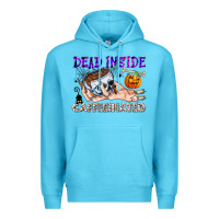 Ocean Blue Dead Inside Caffeinated Premium Hoodie - CowhideDigitalArt