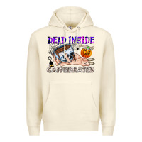 Sandshell Dead Inside Caffeinated Premium Hoodie - CowhideDigitalArt