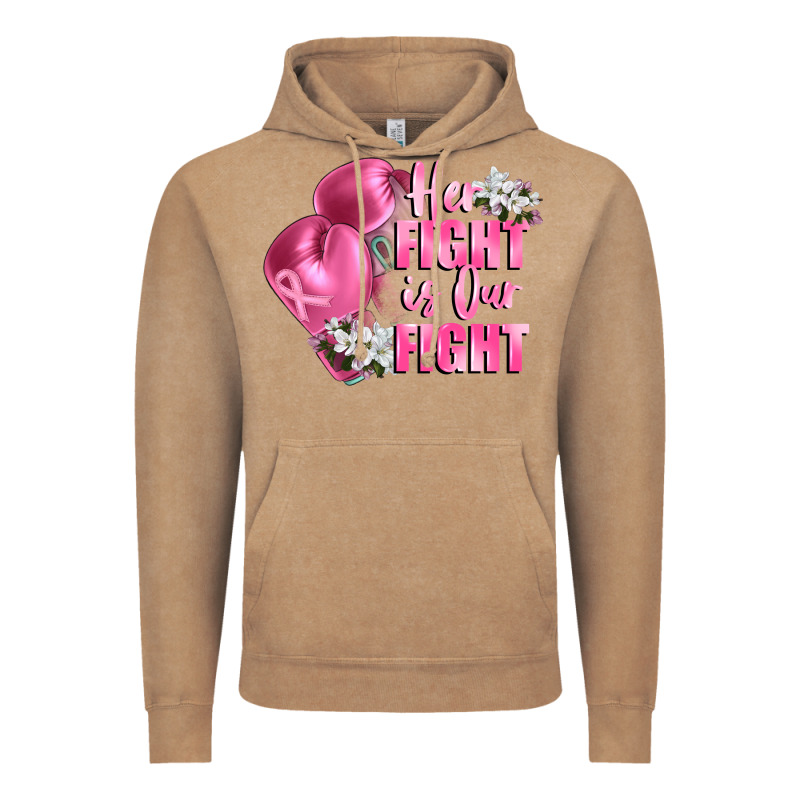 Her Fight Is Our Fight Breast Cancer Awareness Vintage Hoodie by FaDigitalArtStudio | Teevron