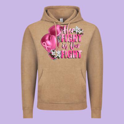 Her Fight Is Our Fight Breast Cancer Awareness Vintage Hoodie Designed By Fadigitalartstudio