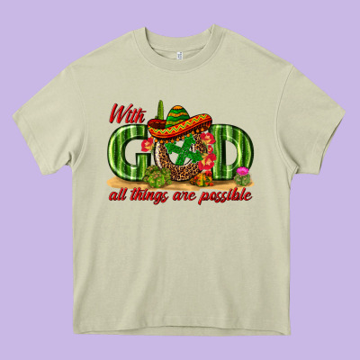 With God All Things Are Possible Mexico Heavy Core Tee Designed By Texasbilliewilder