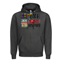 Charcoal Heather teach love inspire Zipper Hoodie - BarkalooDesign
