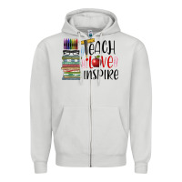Dove Grey teach love inspire Zipper Hoodie - BarkalooDesign