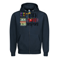 Navy teach love inspire Zipper Hoodie - BarkalooDesign
