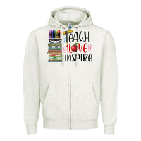 Oatmeal Heather teach love inspire Zipper Hoodie - BarkalooDesign