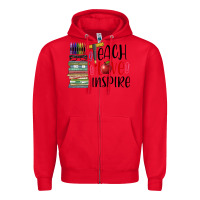Red teach love inspire Zipper Hoodie - BarkalooDesign