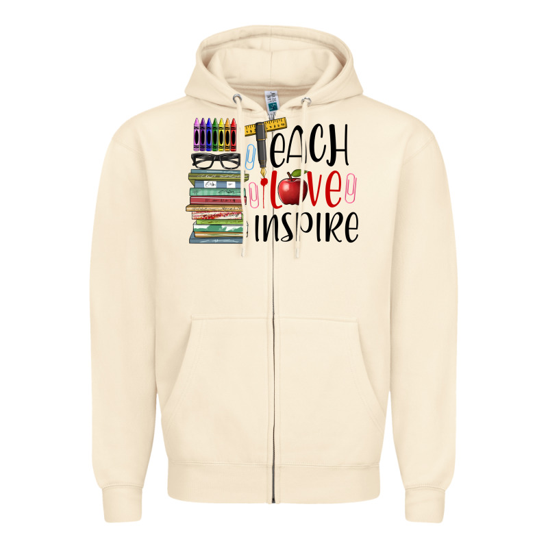 Teach Love Inspire Zipper Hoodie by BarkalooDesign | Teevron