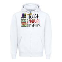 White teach love inspire Zipper Hoodie - BarkalooDesign