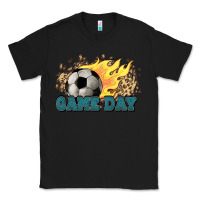 Black Game day Soccer leopard flames fireball Classic Tee - HowdyJamesFarm