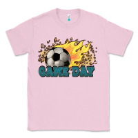 Bubblegum Pink Game day Soccer leopard flames fireball Classic Tee - HowdyJamesFarm