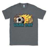 Charcoal Heather Game day Soccer leopard flames fireball Classic Tee - HowdyJamesFarm