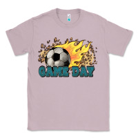 Lilac Game day Soccer leopard flames fireball Classic Tee - HowdyJamesFarm