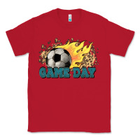 Red Game day Soccer leopard flames fireball Classic Tee - HowdyJamesFarm