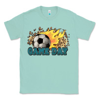 Seafoam Game day Soccer leopard flames fireball Classic Tee - HowdyJamesFarm