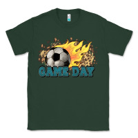 Sports Green Game day Soccer leopard flames fireball Classic Tee - HowdyJamesFarm