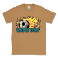 Toasted Coconut Game day Soccer leopard flames fireball Classic Tee - HowdyJamesFarm