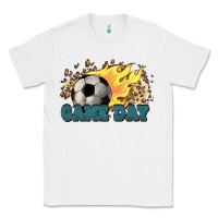 White Game day Soccer leopard flames fireball Classic Tee - HowdyJamesFarm