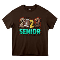 Chocolate Brown 2023 senior Football Heavy Core Tee - NancyCooperArtShop