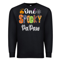 Black grandpa family halloween matching shirts, one spooky papaw t shirt Premium Sweatshirt - maiPhamDesign