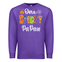 Purple grandpa family halloween matching shirts, one spooky papaw t shirt Premium Sweatshirt - maiPhamDesign