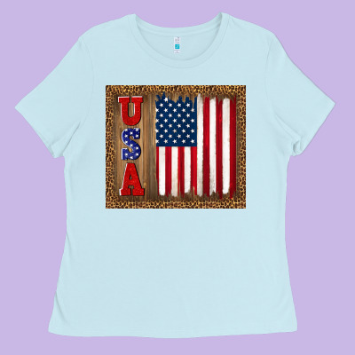 America Usa Flag Tumbler Ladies Tee Designed By Tumblerdesignbyshophia