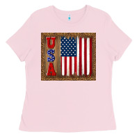 Bubblegum Pink america usa flag tumbler Ladies Tee - TumblerDesignByShophia