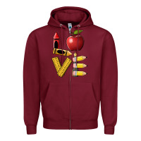 Burgundy love teacher Zipper Hoodie - BarkalooDesign