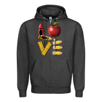 Charcoal Heather love teacher Zipper Hoodie - BarkalooDesign