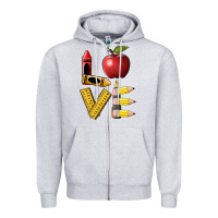 Heather Grey love teacher Zipper Hoodie - BarkalooDesign