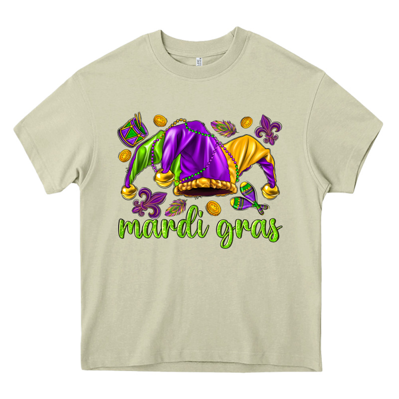 Mardi Gras With Jester Heavy Core Tee by NancyCooperArtShop | Teevron