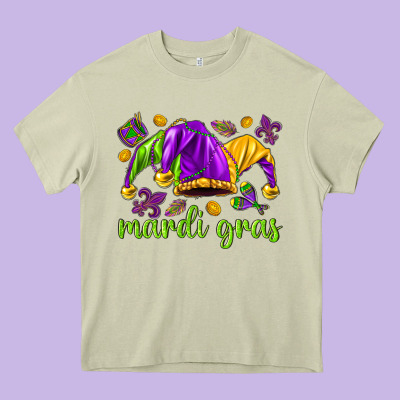 Mardi Gras With Jester Heavy Core Tee Designed By Nancycooperartshop