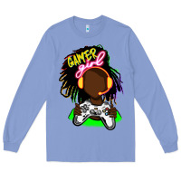 Colony Blue black gamer girl Long Sleeve Tee - FaDigitalArtStudio