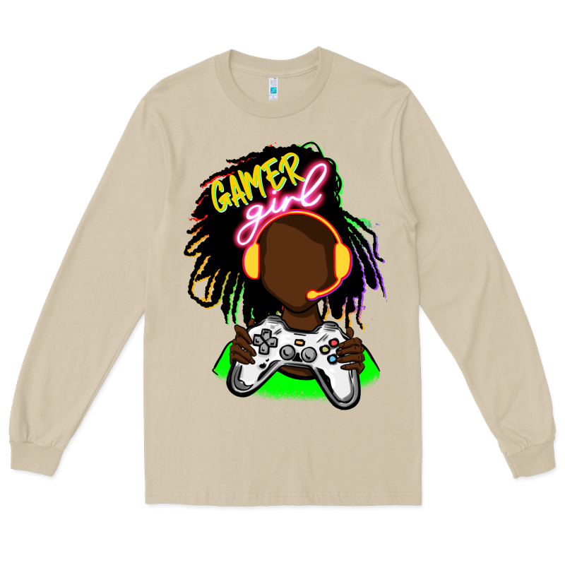 Black Gamer Girl Long Sleeve Tee by FaDigitalArtStudio | Teevron