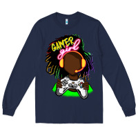 Navy black gamer girl Long Sleeve Tee - FaDigitalArtStudio