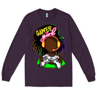 Plum black gamer girl Long Sleeve Tee - FaDigitalArtStudio