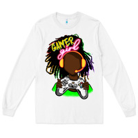 White black gamer girl Long Sleeve Tee - FaDigitalArtStudio