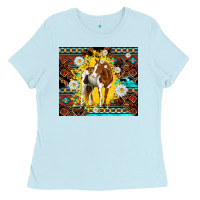 Baby Blue aztec tribal horse Ladies Tee - TumblerDesignByShophia