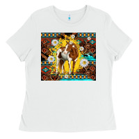 White aztec tribal horse Ladies Tee - TumblerDesignByShophia