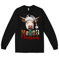 Black merry christmas hereford cow Long Sleeve Tee - RanaPortraitStore