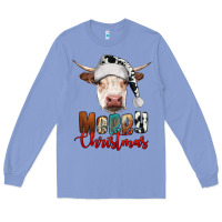 Colony Blue merry christmas hereford cow Long Sleeve Tee - RanaPortraitStore