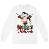 White merry christmas hereford cow Long Sleeve Tee - RanaPortraitStore
