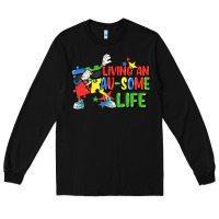 Black Living an au-some life Autism Awareness Day Long Sleeve Tee - FaDigitalArtStudio
