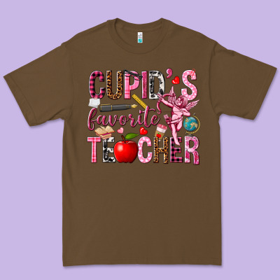 Cupid's Favorite Teacher Valentine's Day Premium Tee Designed By Howdyjamesfarm