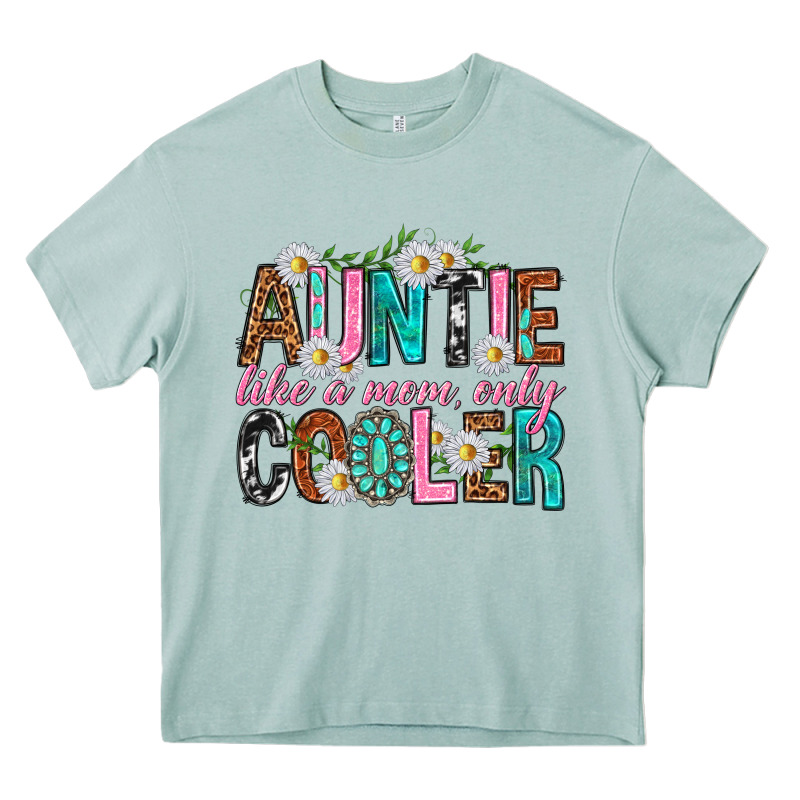 Auntie Like A Mom Only Cooler Heavy Core Tee by texasbilliewilder | Teevron