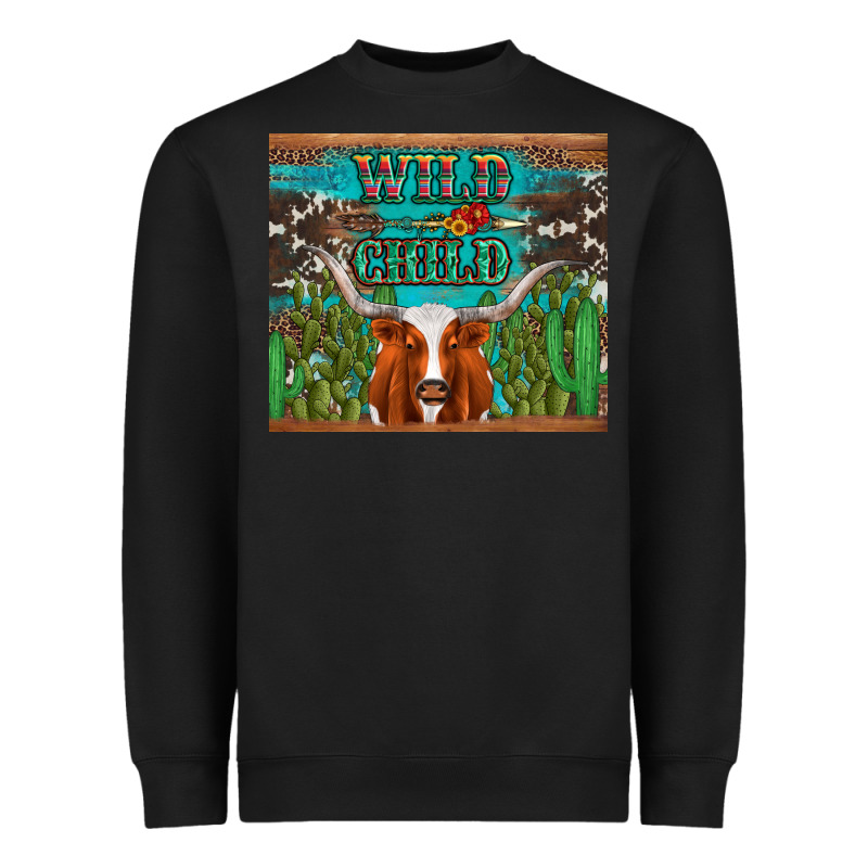 Whild Child Longhorn  Cactus Cowhide Heavyweight Sweatshirt by Artiststas | Teevron