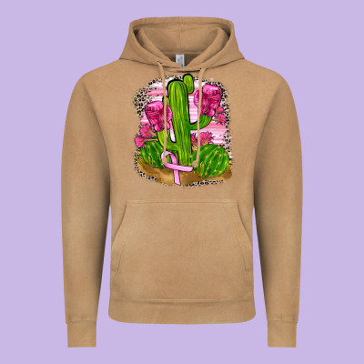 Breast Cancer Cactus Vintage Hoodie Designed By Fadigitalartstudio