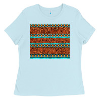 Baby Blue tooled leather and aztec Ladies Tee - TumblerDesignByShophia