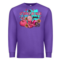 Purple in october we wear pink american football Premium Sweatshirt - AdoDesignShop