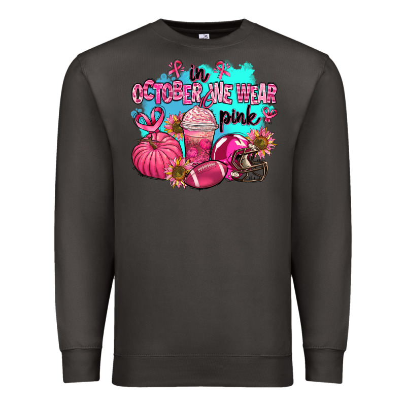 In October We Wear Pink American Football Premium Sweatshirt by AdoDesignShop | Teevron